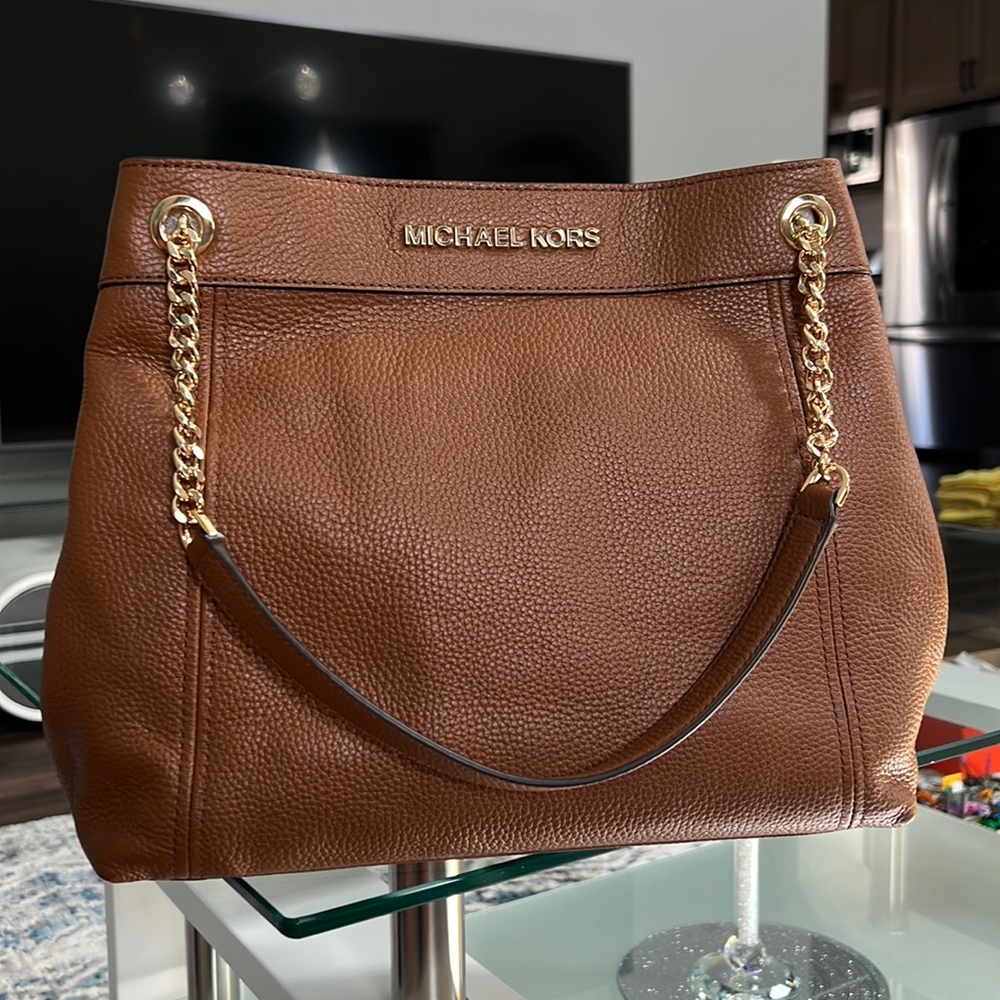 Michael Kors Tote Jet Set Chain Pebbled Purse Shoulder Bag